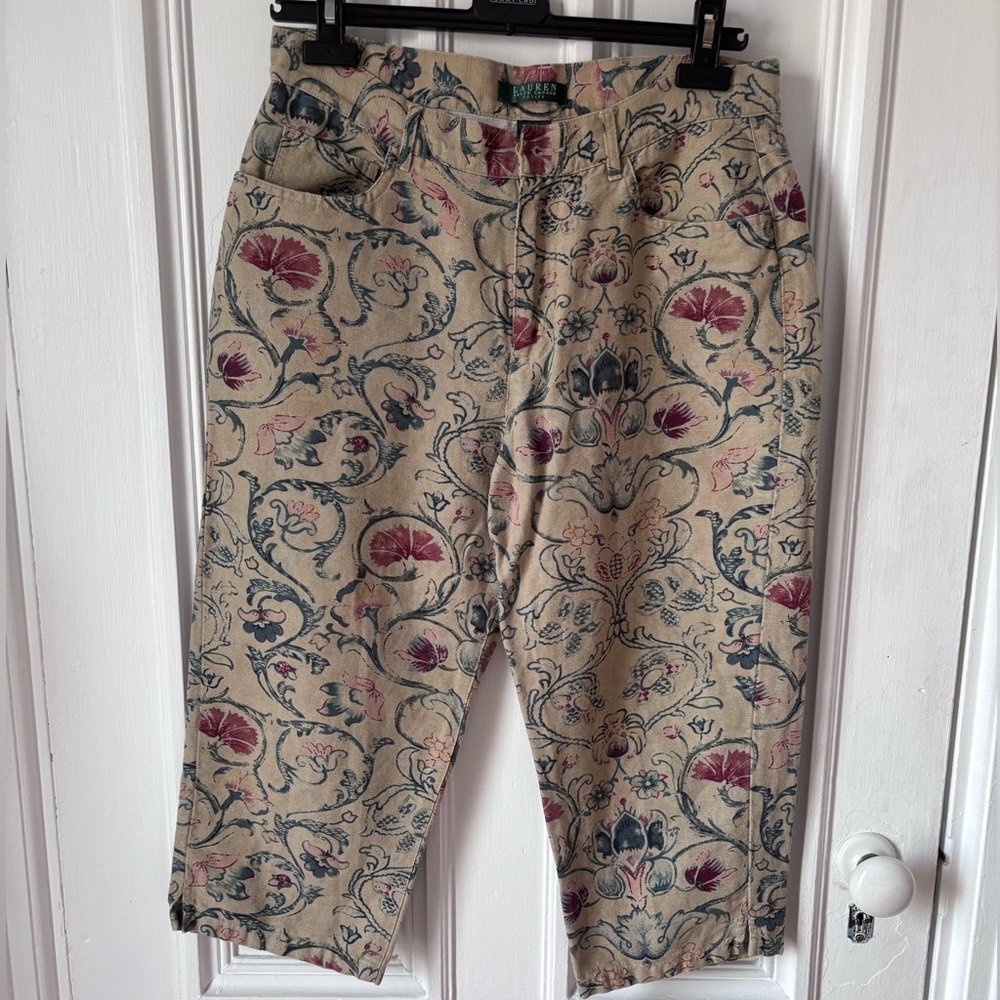 Women’s Vintage Lauren Ralph Lauren Paisley Capri Pants Size 10 Petite